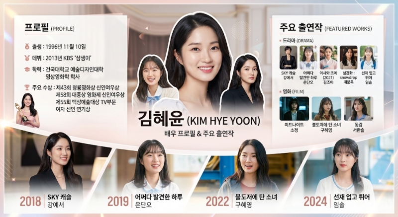 김혜윤 프로필부터 대표작까지, SKY 캐슬부터 선재 업고 튀어·오늘부터 인간입니다만까지
