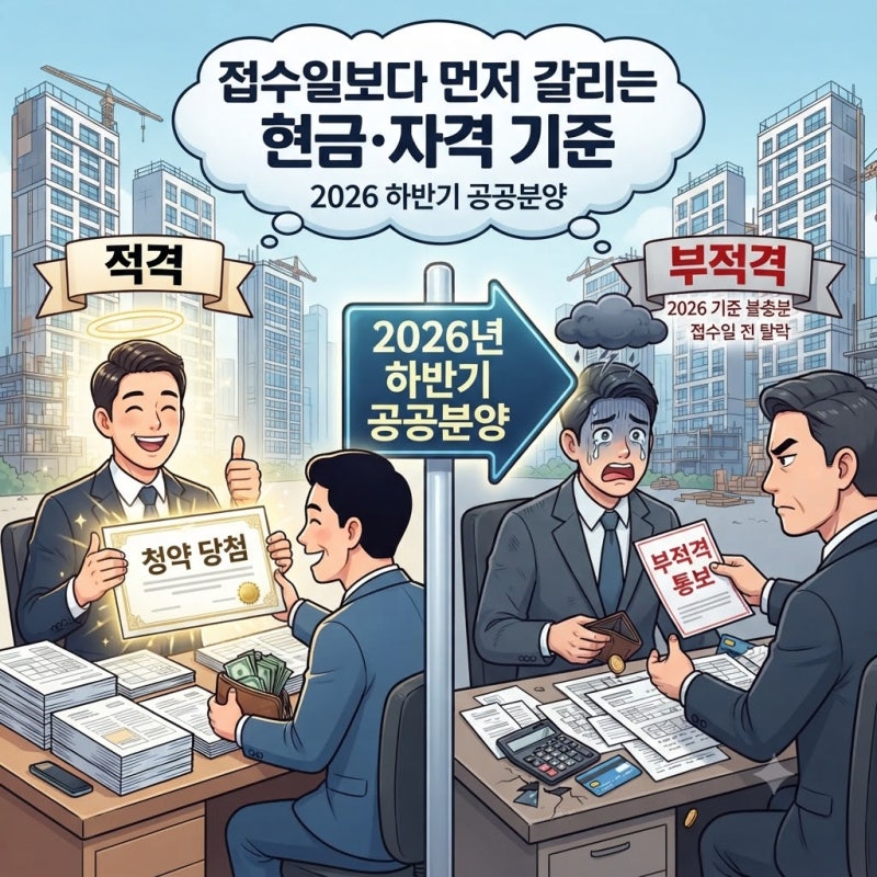 2026년 하반기 남은 공공분양 일정, 접수일보다 먼저 갈리는 현금·자격 기준