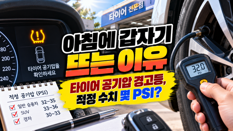 타이어 공기압 경고등, 적정 수치 몇 PSI? “아침에 갑자기 뜨는 이유”