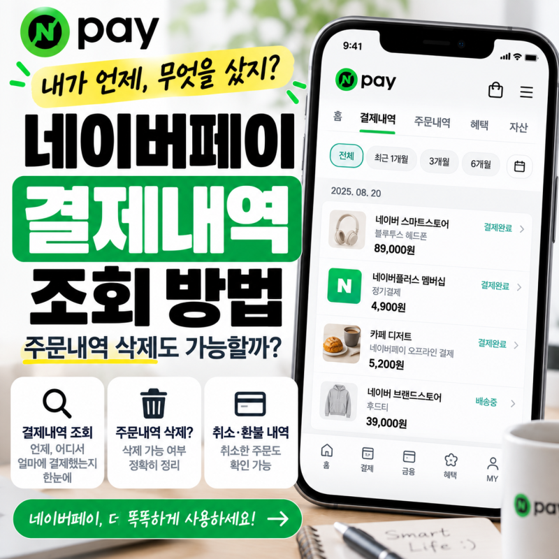 네이버페이 결제내역 조회 방법｜주문내역 삭제도 가능할까?
