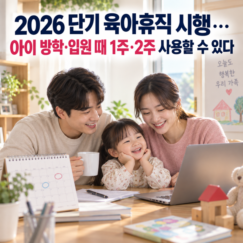 [2026 단기 육아휴직 시행] 아이 방학·입원 때 1주·2주 사용할 수 있다