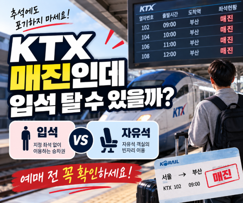 KTX 매진이면 입석 살 수 있을까? 자유석 차이와 예매 방법 정리