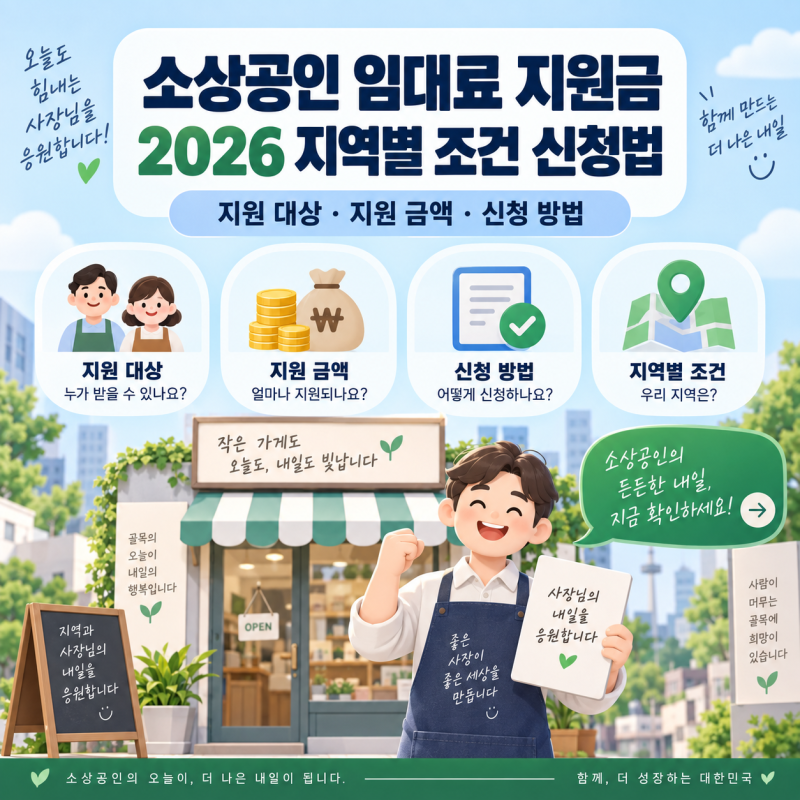 소상공인 임대료 지원금 지역별 조건 신청법