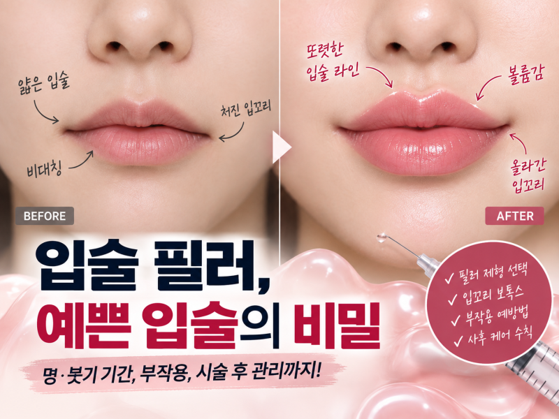 생기 있는 입술 라인 연출 | 입술 필러 효과 및 입꼬리 보톡스 원리 & 멍·붓기 다운타임 및 몰....