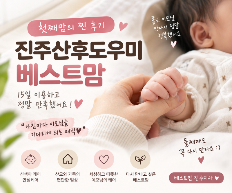 진주산후도우미 베스트맘 15일 이용한 첫째맘의 솔직후기