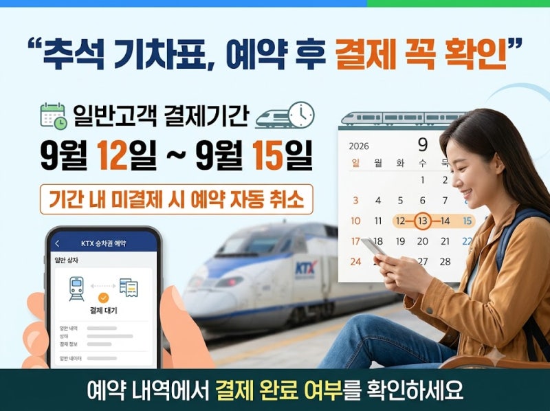 2026 추석 기차표 결제기간｜예약 후 결제 안 하면 어떻게 될까?