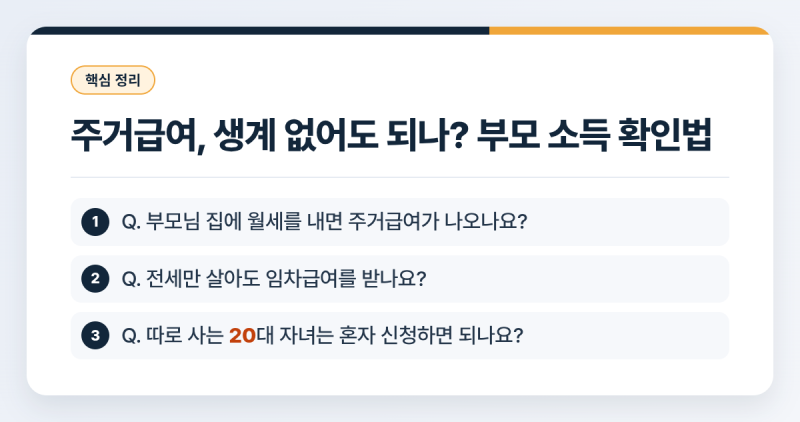 주거급여, 생계 없어도 되나? 부모 소득 확인법