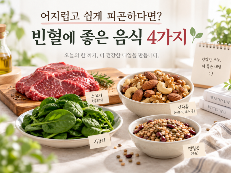 빈혈에 좋은 음식 4가지, 매일 챙기기 쉬운 식품만 골랐어요