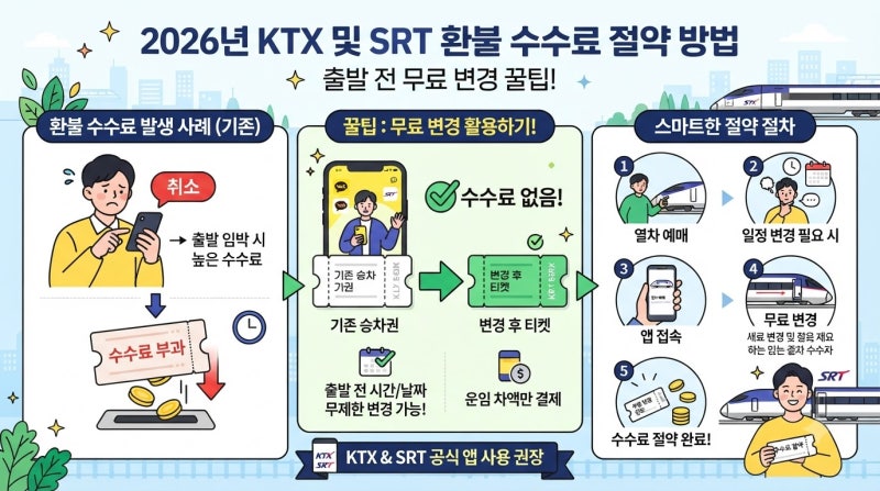 2026년 KTX SRT 환불 수수료 아끼는 법 (출발 전 무료 변경 꿀팁)