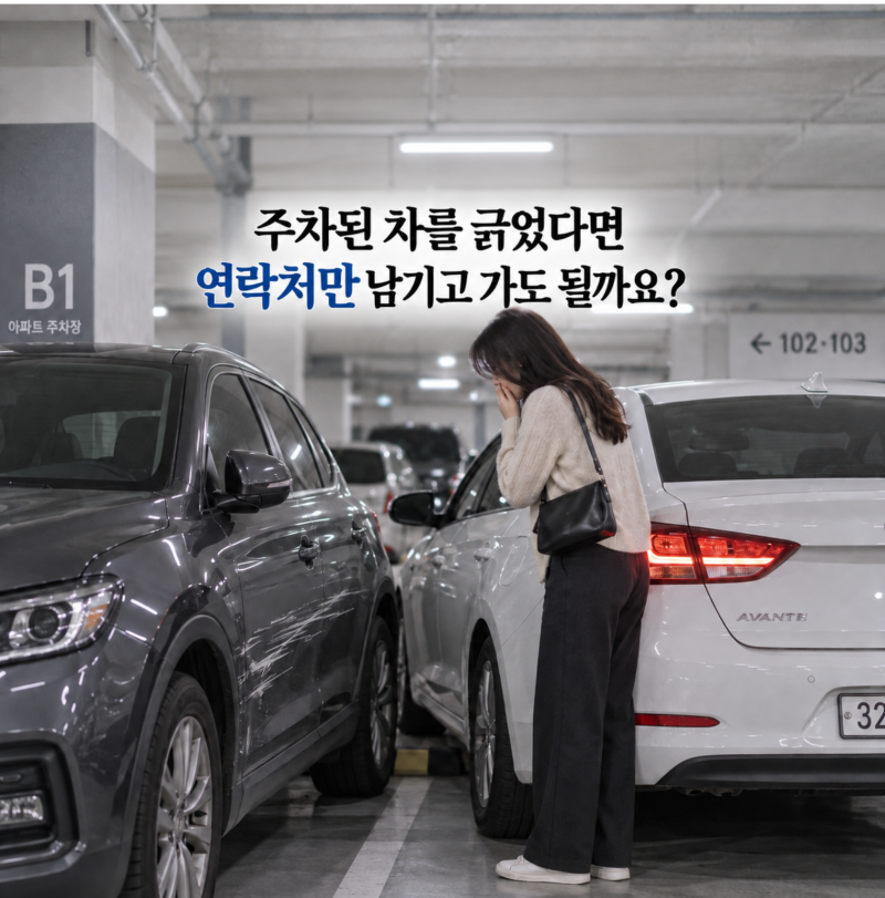 주차된 차를 긁고 연락처만 남기면 뺑소니가 아닐까?