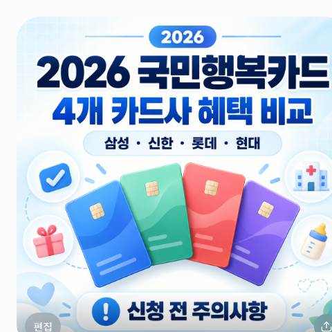 국민행복카드 비교 2026 삼성 신한 롯데 현대 카드사별 혜택과 주의사항 총정리