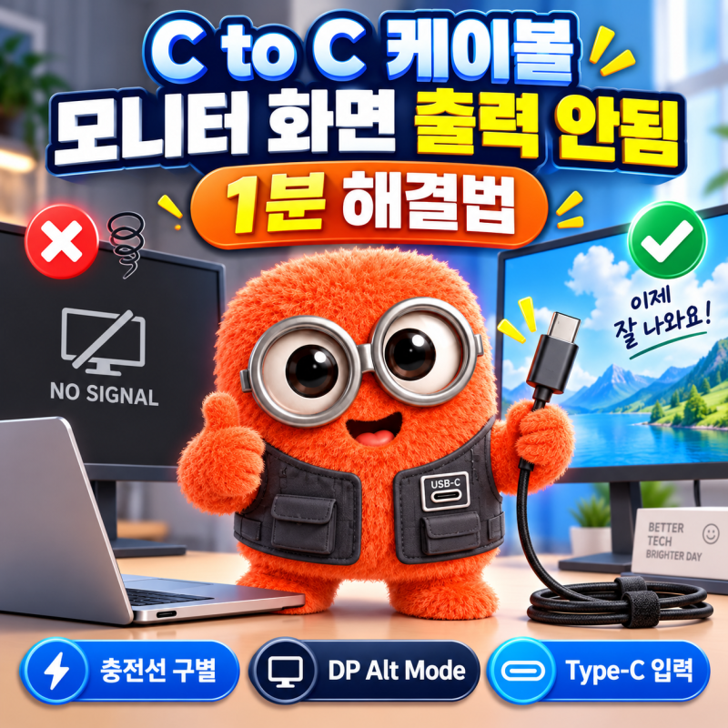 C to C 케이블 모니터 화면 출력 안됨 1분 해결법: 단순 충전선 구별부터 DP Alt Mode 확인까지