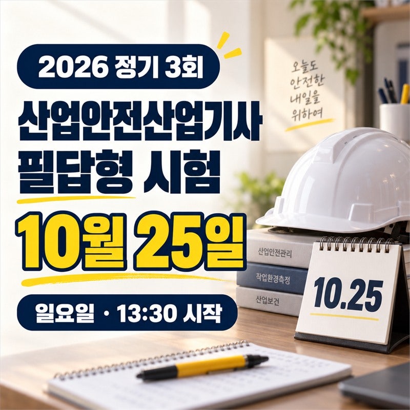 "2026 산업안전산업기사 3회" 실기시험 날짜 정확히 언제일까?