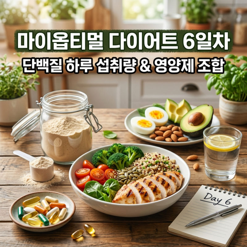 [박용우 마이옵티멀 스위치온 6일차] 단백질 하루 섭취량 계산법 & 영양제 조합