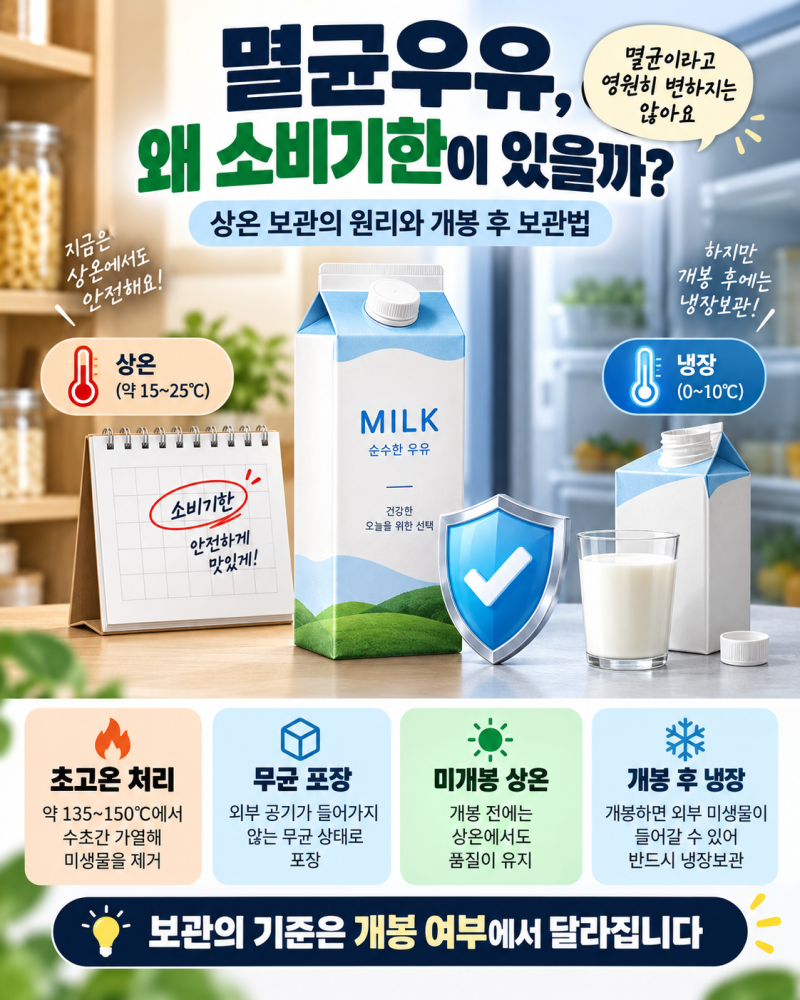 멸균우유 유통기한 왜 있을까? 소비기한과 상온 보관, 개봉 후 냉장 기준