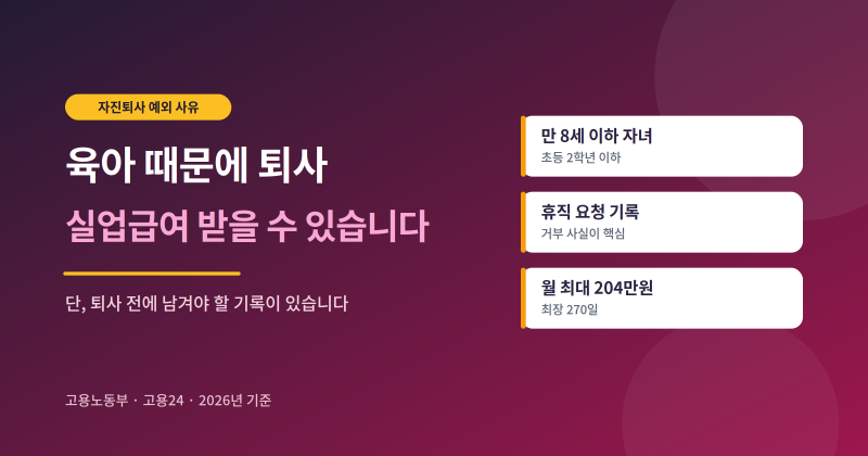 육아 때문에 퇴사, 실업급여 받을 수 있습니다 — 조건과 준비 서류 (2026)