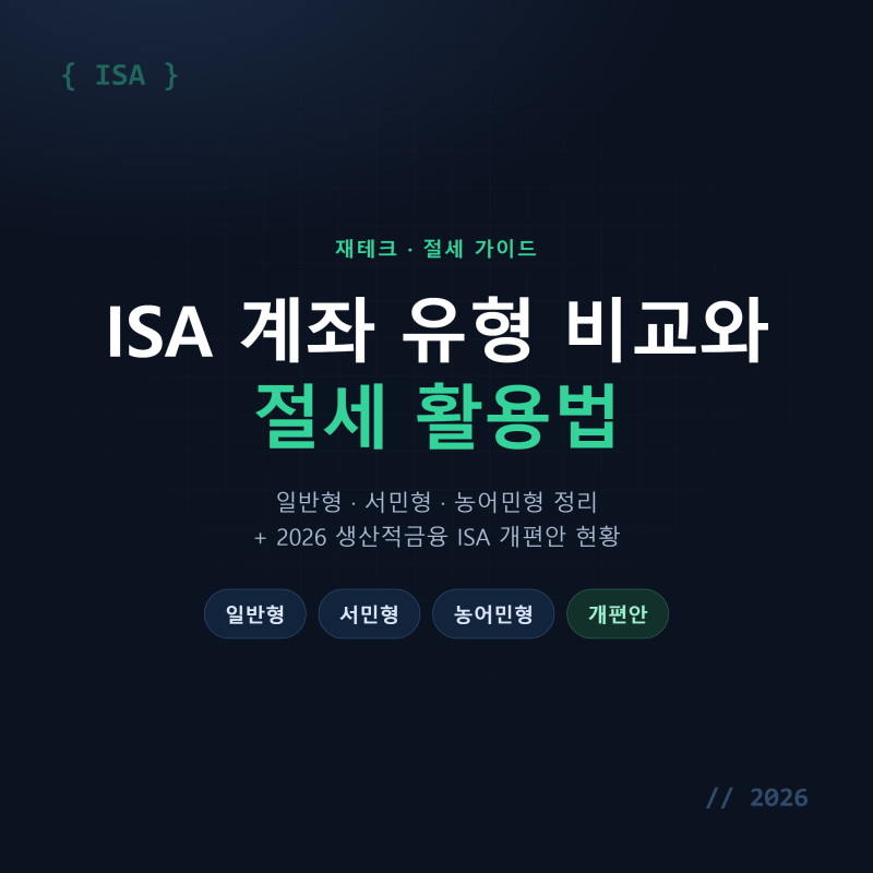 ISA 계좌 유형 비교와 절세 활용법 (2026 개편안 현황)