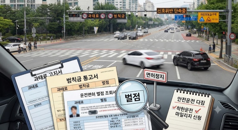 과태료 범칙금 차이부터 조회·벌점 감면 총정리! 운전면허 정지·취소 기준