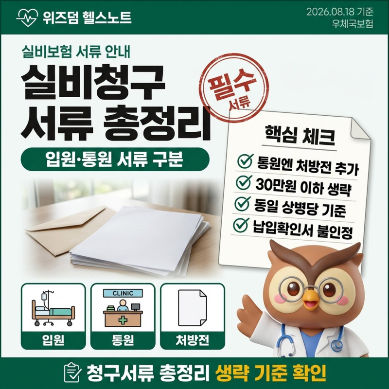 우체국실비보험 청구서류 총정리 (입원·통원·처방전 생략 기준)