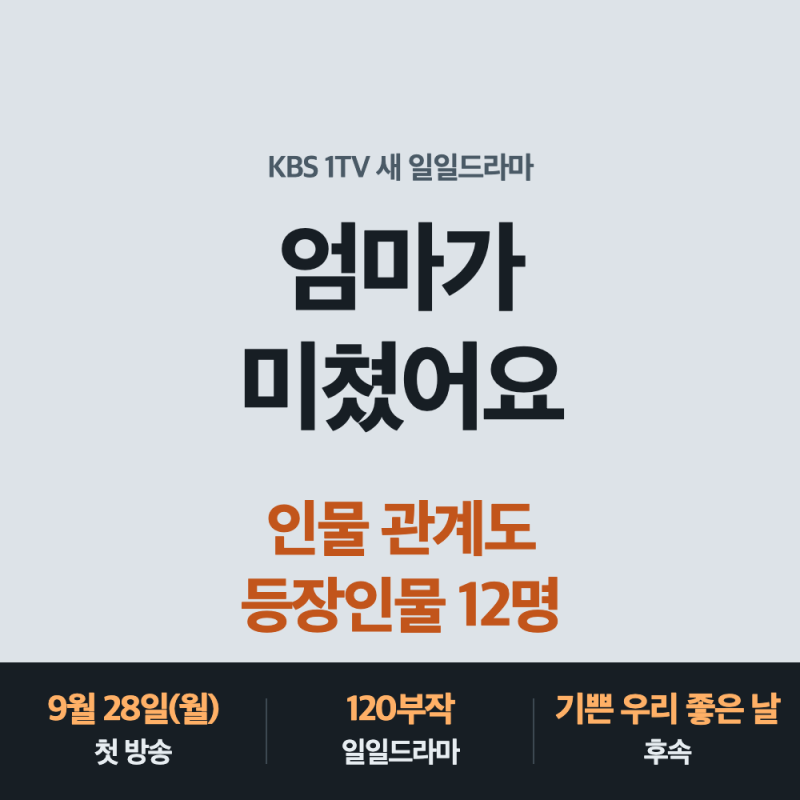 엄마가 미쳤어요 인물 관계도 등장인물 12명, 두 집안이 이렇게 얽혀요｜120부작