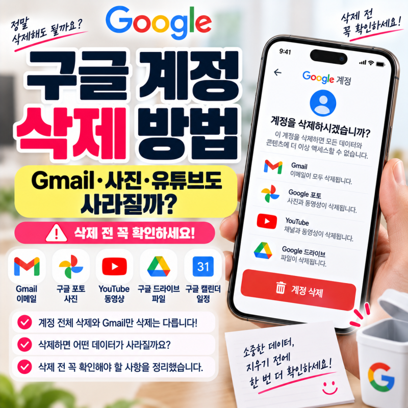 구글 계정 삭제 방법, Gmail 유튜브 사진까지 없어질까? 삭제 전 꼭 확인하세요