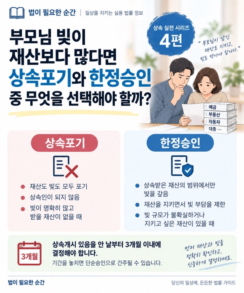 [상속 실전 4편] 부모님 빚이 재산보다 많다면 상속포기와 한정승인 중 무엇을 선택해야 할까....