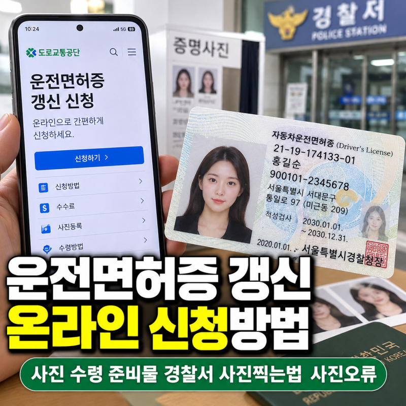 운전면허증 갱신 온라인 신청방법 사진 수령 준비물 경찰서 사진찍는법 사진오류