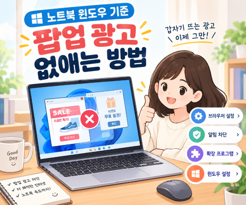 노트북 윈도우 팝업 광고 없애는 방법, 갑자기 뜨는 광고 정리