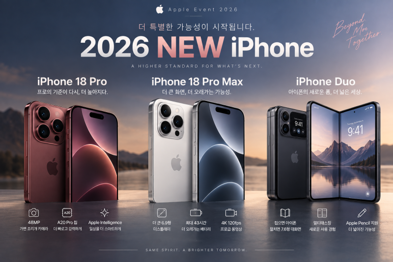 아이폰18 종류 총정리｜Pro·Pro Max 출시일 가격, 폴더블 아이폰 Duo까지