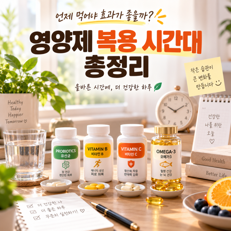 영양제 복용 시간대 총정리 비타민 B·C 오메가3 유산균 언제 먹어야 효과 좋을까?