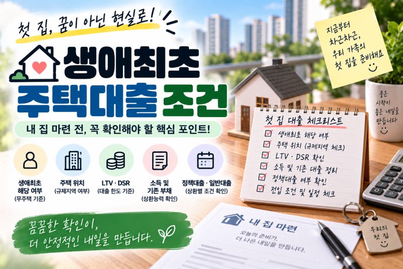 생애최초 주택대출 조건, 내 집 마련 전 확인할 항목