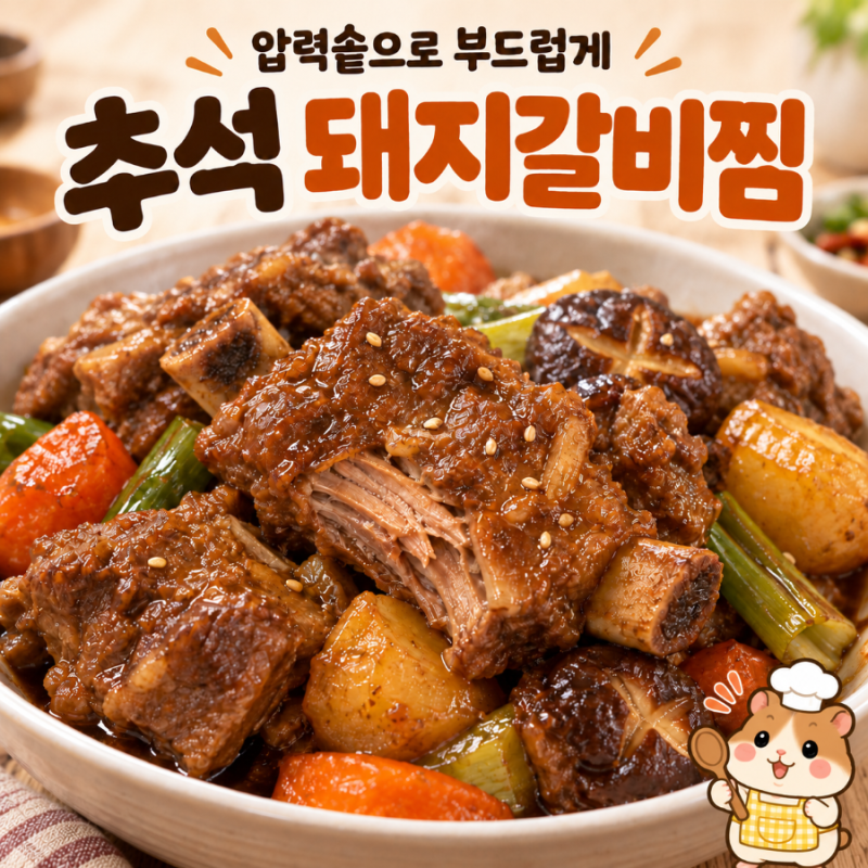 추석 메뉴 압력솥 돼지갈비찜 레시피,1인분·3인분 양념 비율과 핏물 빼는법