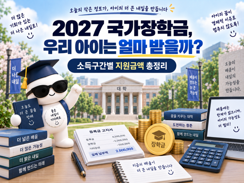 2027 국가장학금, 우리 아이는 얼마 받을까? 소득구간별 지원금액 총정리