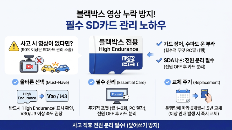 사고 시 블랙박스 영상이 없다면, 반드시 알아야 할 SD 메모리 카드 관리와 교체 노하우