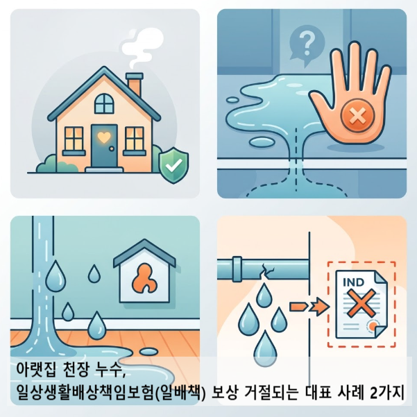 아랫집 천장 누수, 일상생활배상책임보험(일배책) 보상 거절되는 대표 사례 2가지