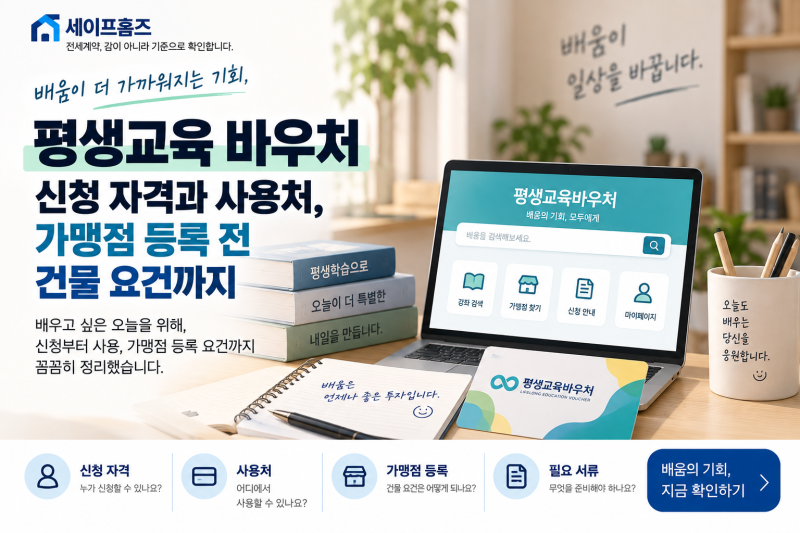 평생교육 바우처 신청 자격과 사용처, 가맹점 등록 전 건물 요건까지