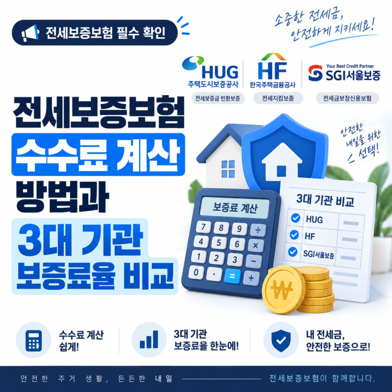 전세보증보험 수수료 계산 방법과 3대 기관 보증료율 비교