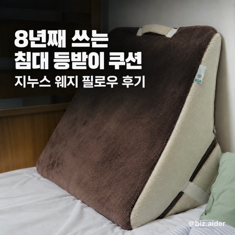 침대 등받이 쿠션 추천, 지누스 웨지 필로우 8년 써본 후기