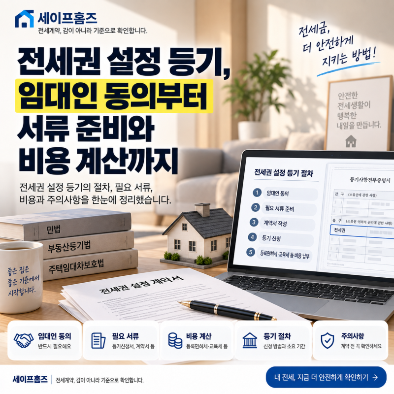 전세권 설정 등기, 임대인 동의부터 서류 준비와 비용 계산까지