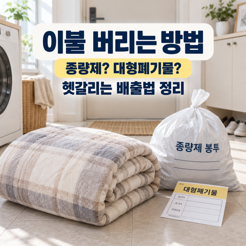 이불 버리는 방법 대형폐기물 종량제 이불 버리기 배출법 정리