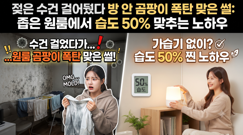젖은 수건 걸어뒀다 방 안 곰팡이 폭탄 맞은 썰: 좁은 원룸에서 가습기 없이 습도 50% 맞추는 ....