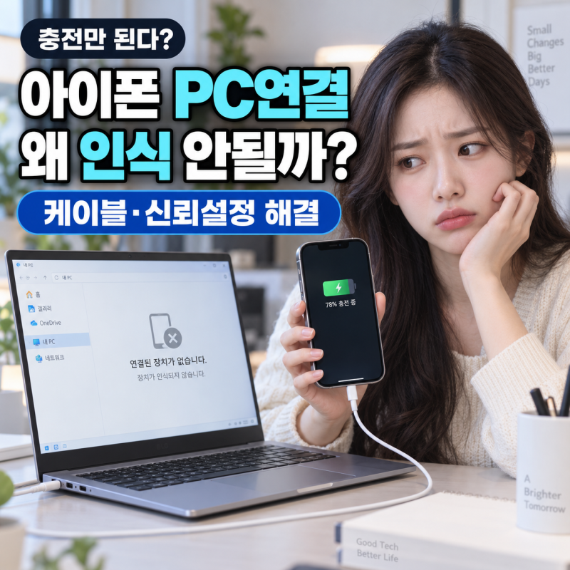 아이폰 컴퓨터 연결 인식 안 됨 해결법 4가지 충전은 되는데 사진 안 뜰 때!