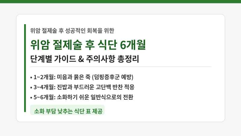 위암 절제술 후 (식단 6개월) 단계별 완벽 가이드