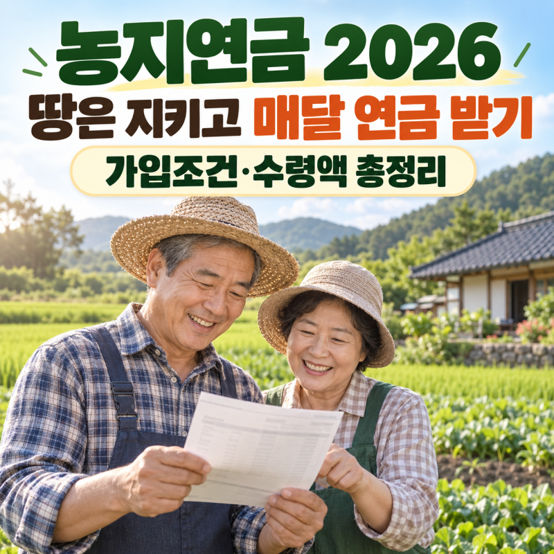 농지연금 2026 가입조건 수령액 지급방식 담보농지 정리 "농지 팔지 않고 평생 연금 받는 법?"