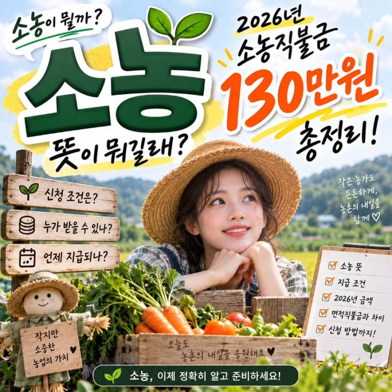 소농 뜻이 뭐길래? 기준부터 2026 소농직불금 130만원까지 총정리