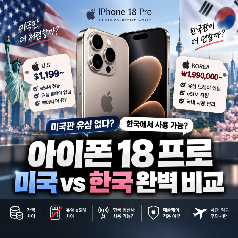 아이폰 18 프로 미국판 유심 없다? eSIM 한국 사용·개통 가능할까 총정리