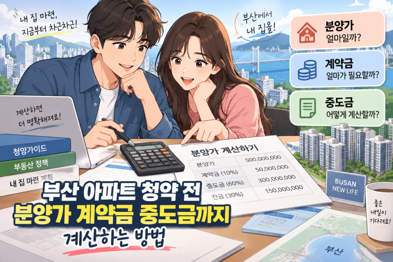 [2026 최신] 부산 아파트 청약 전 분양가 계약금 중도금 계산 방법 총정리