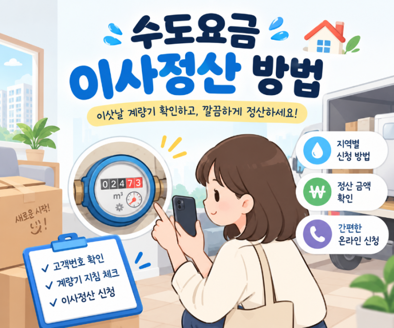 수도요금 이사정산 방법, 이삿날 계량기 숫자 하나 꼭 확인하세요