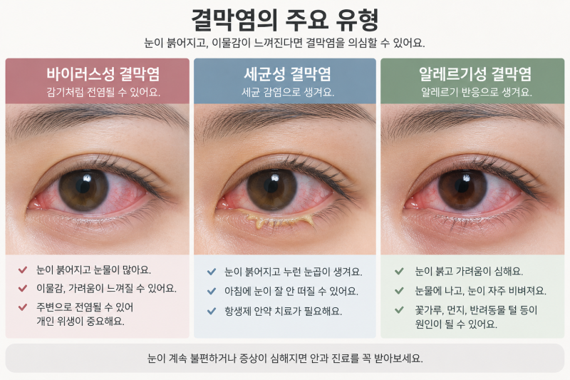 결막염 증상부터 전염 여부, 치료와 안약·렌즈 사용까지