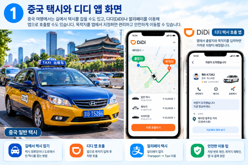 중국 택시·디디 이용 방법｜알리페이로 호출하고 중국에서 안전하게 타는 법